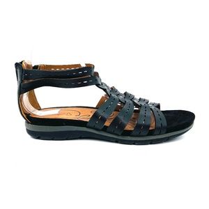 BARETRAPS Black Kaiser Open Toe Casual Strappy Back Heel Zip Sandal Size 8